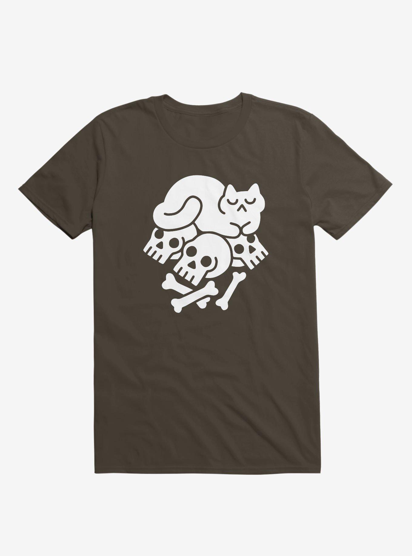 Catnap Cat Brown T-Shirt, BROWN, hi-res