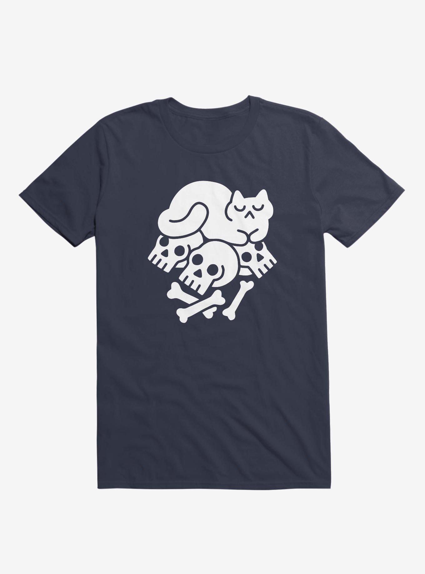 Catnap Cat Navy Blue T-Shirt, NAVY, hi-res