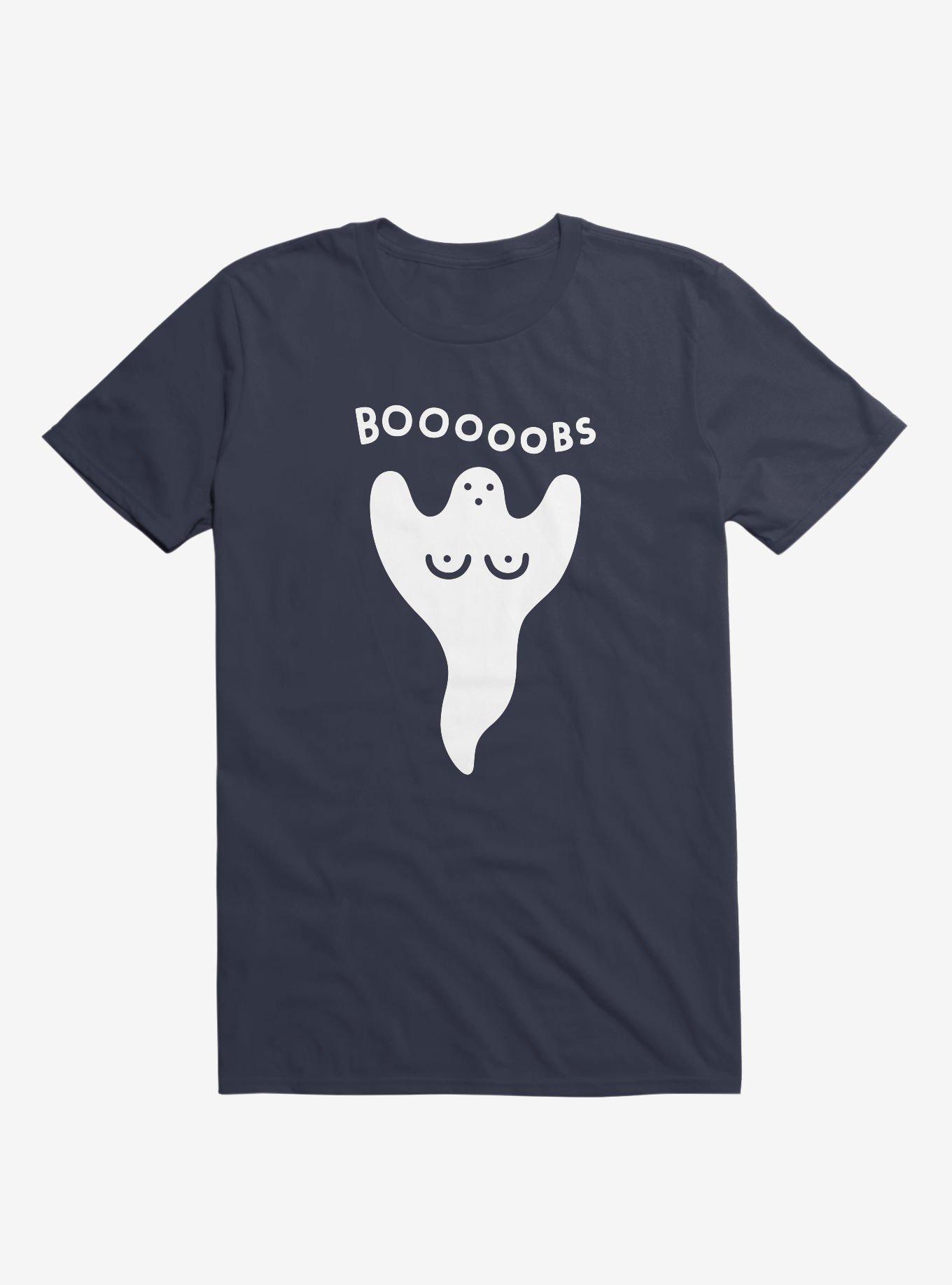 Ghost Boobs Navy Blue T-Shirt, , hi-res