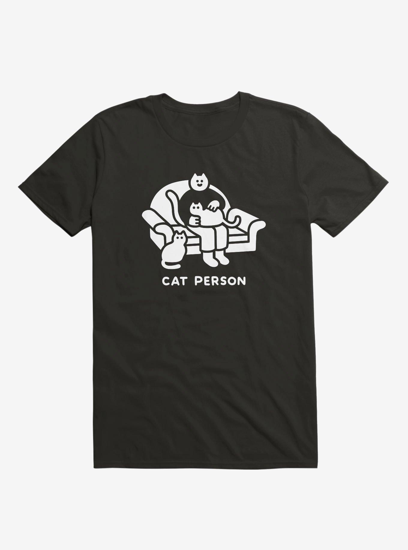 Cat Person Black T-Shirt, BLACK, hi-res
