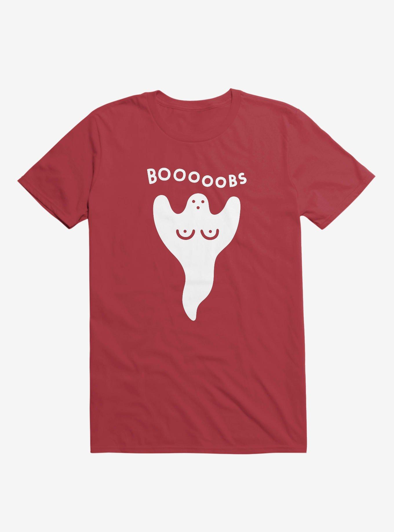 Ghost Boobs Red T-Shirt, RED, hi-res