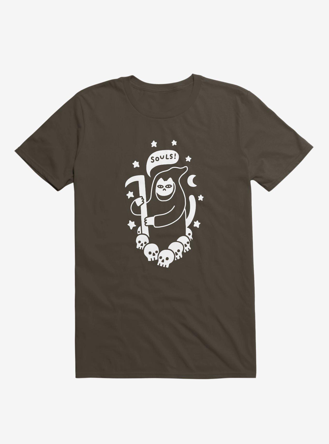 Cat Searching For Souls Reaper Brown T-Shirt, , hi-res