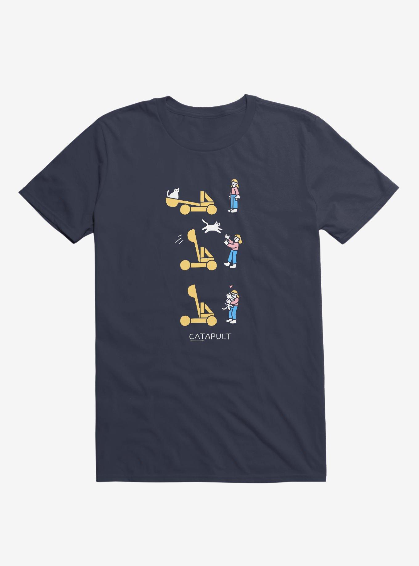 Catapult Cat Navy Blue T-Shirt, , hi-res