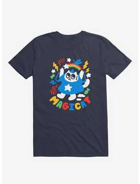 Colorful Magicat Cat Navy Blue T-Shirt, , hi-res