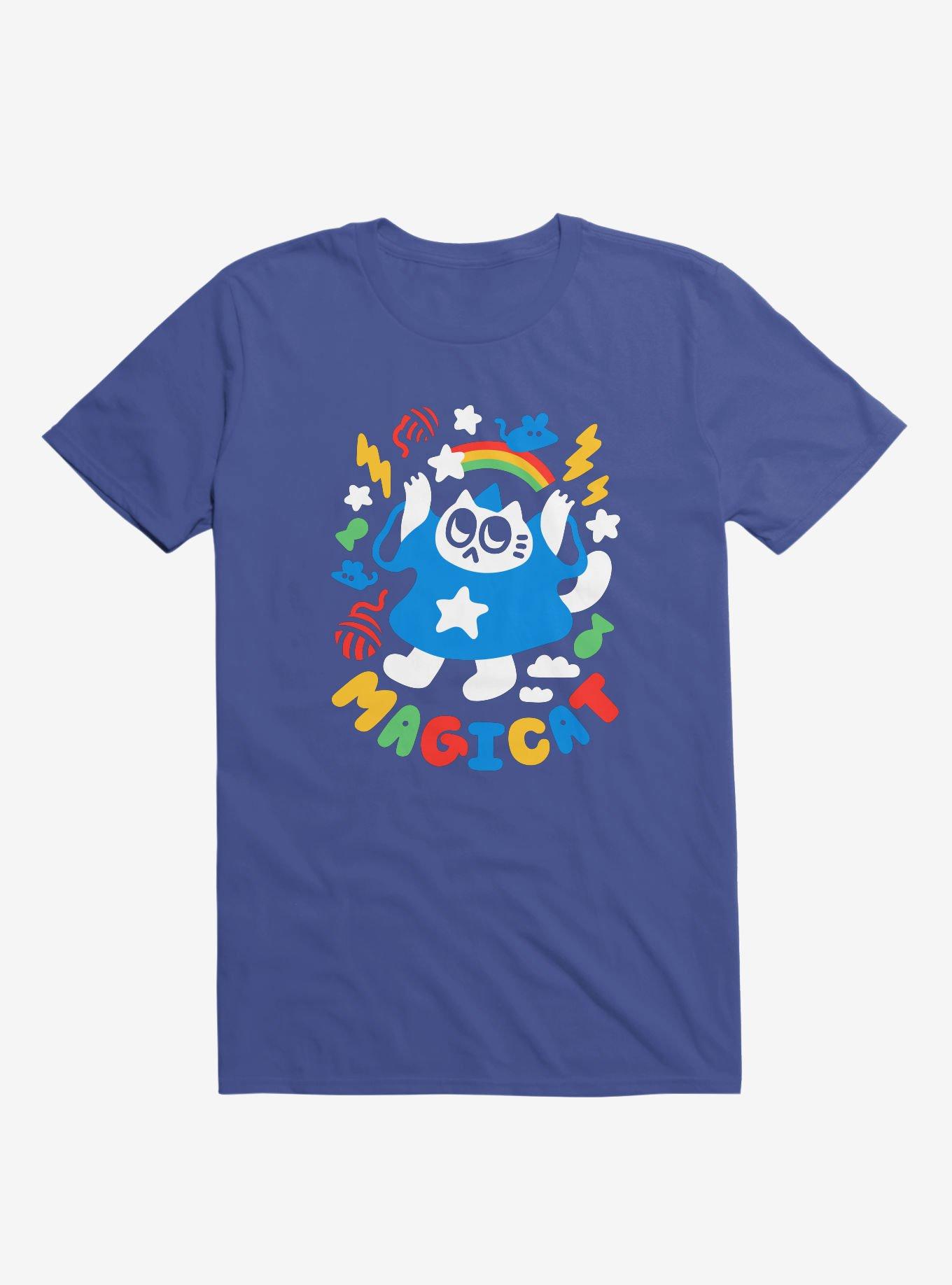 Colorful Magicat Cat Royal Blue T-Shirt, , hi-res