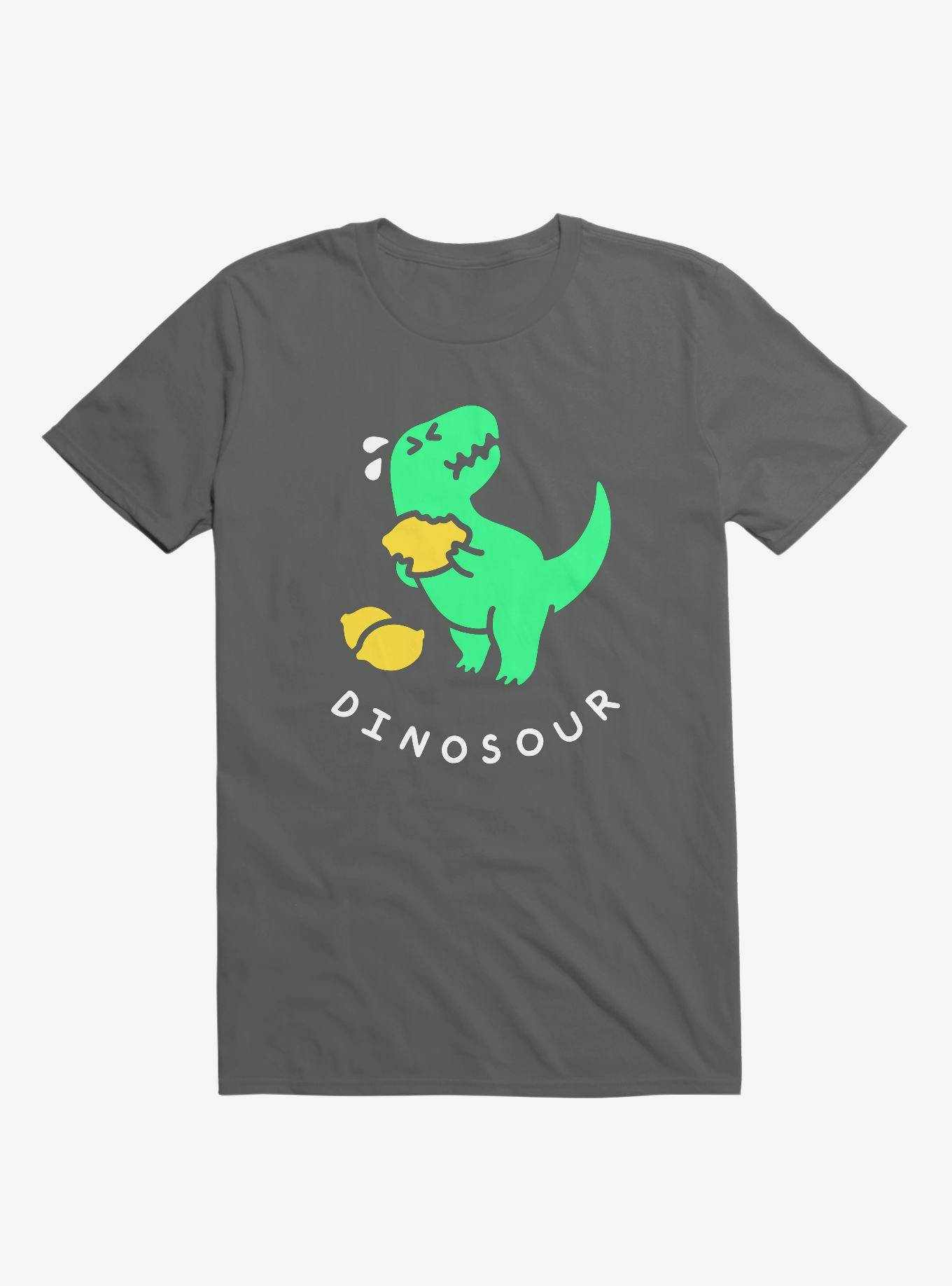 Dinosour Dino Lemon Asphalt Grey T-Shirt, ASPHALT, hi-res