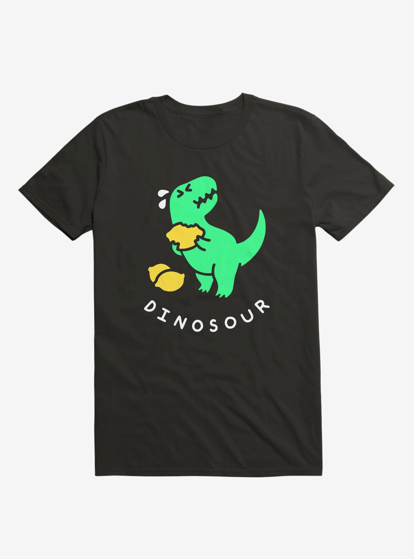 Dinosour Dino Lemon Black T-Shirt, BLACK, hi-res