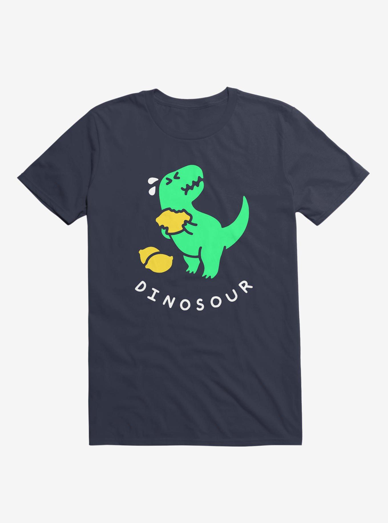 Dinosour Dino Lemon Navy Blue T-Shirt, NAVY, hi-res