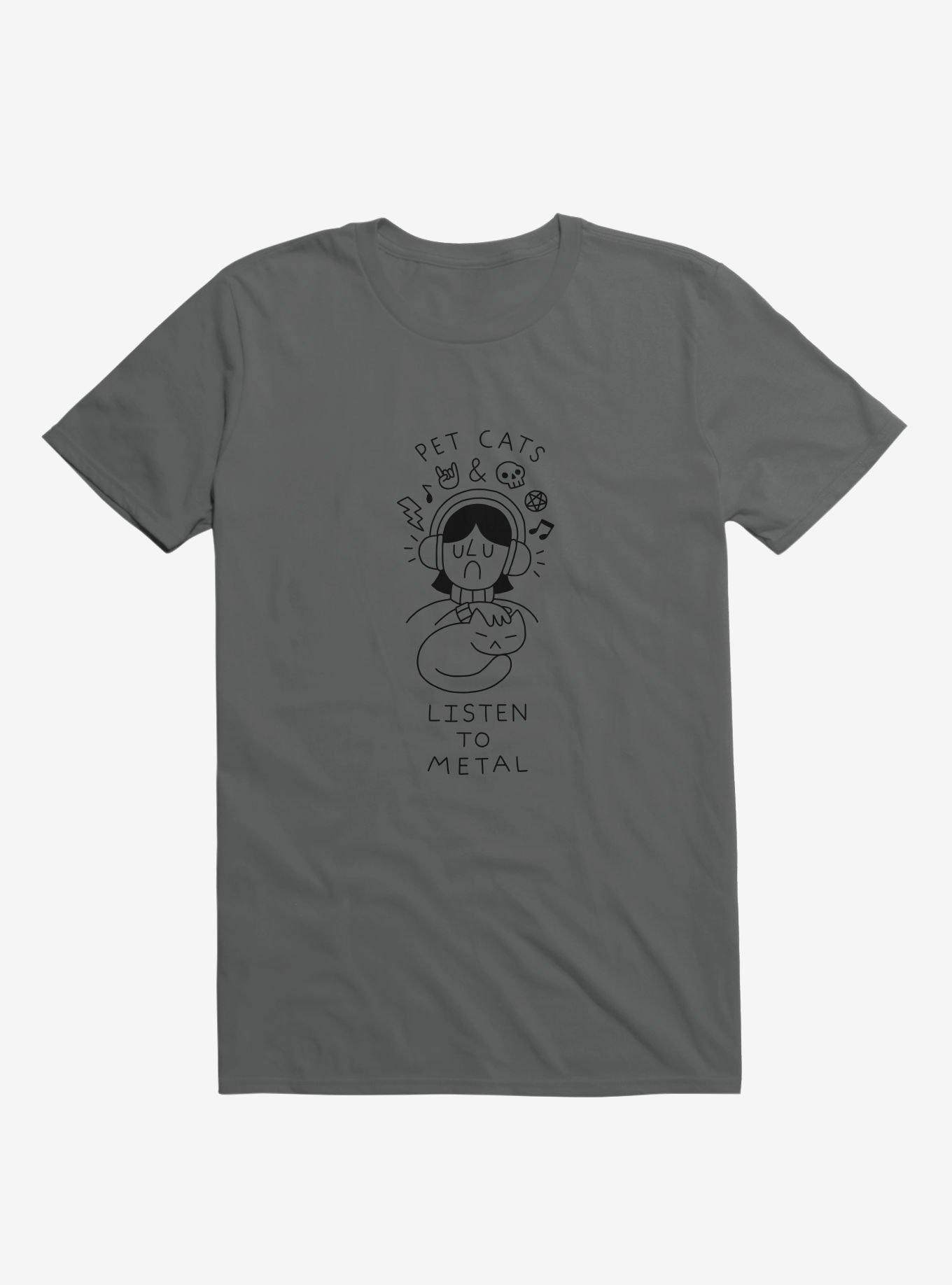 Pet Cats & Listen To Metal Asphalt Grey T-Shirt, ASPHALT, hi-res