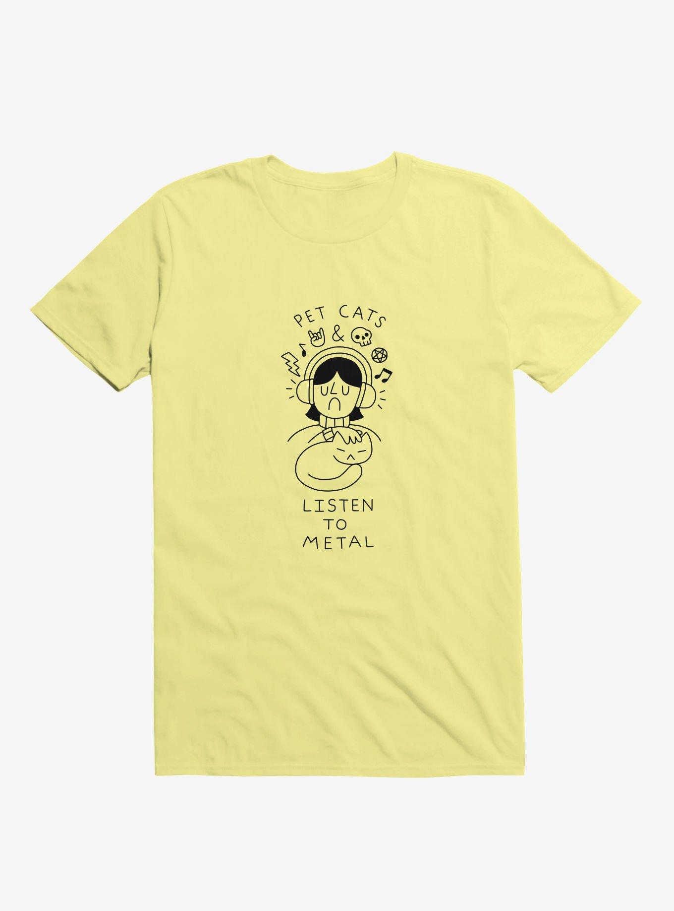 Pet Cats & Listen To Metal Yellow T-Shirt, , hi-res