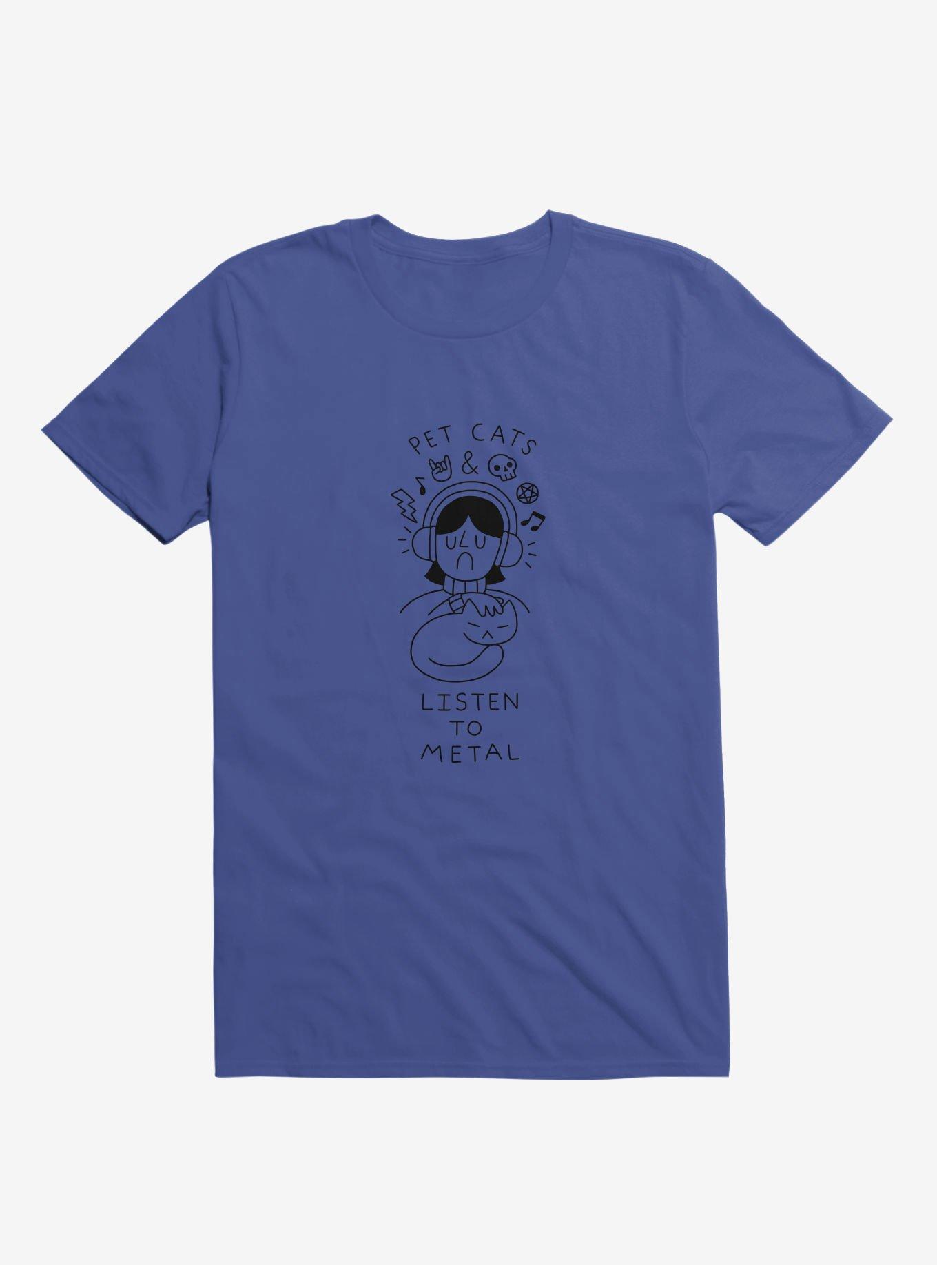 Pet Cats & Listen To Metal Royal Blue T-Shirt, , hi-res