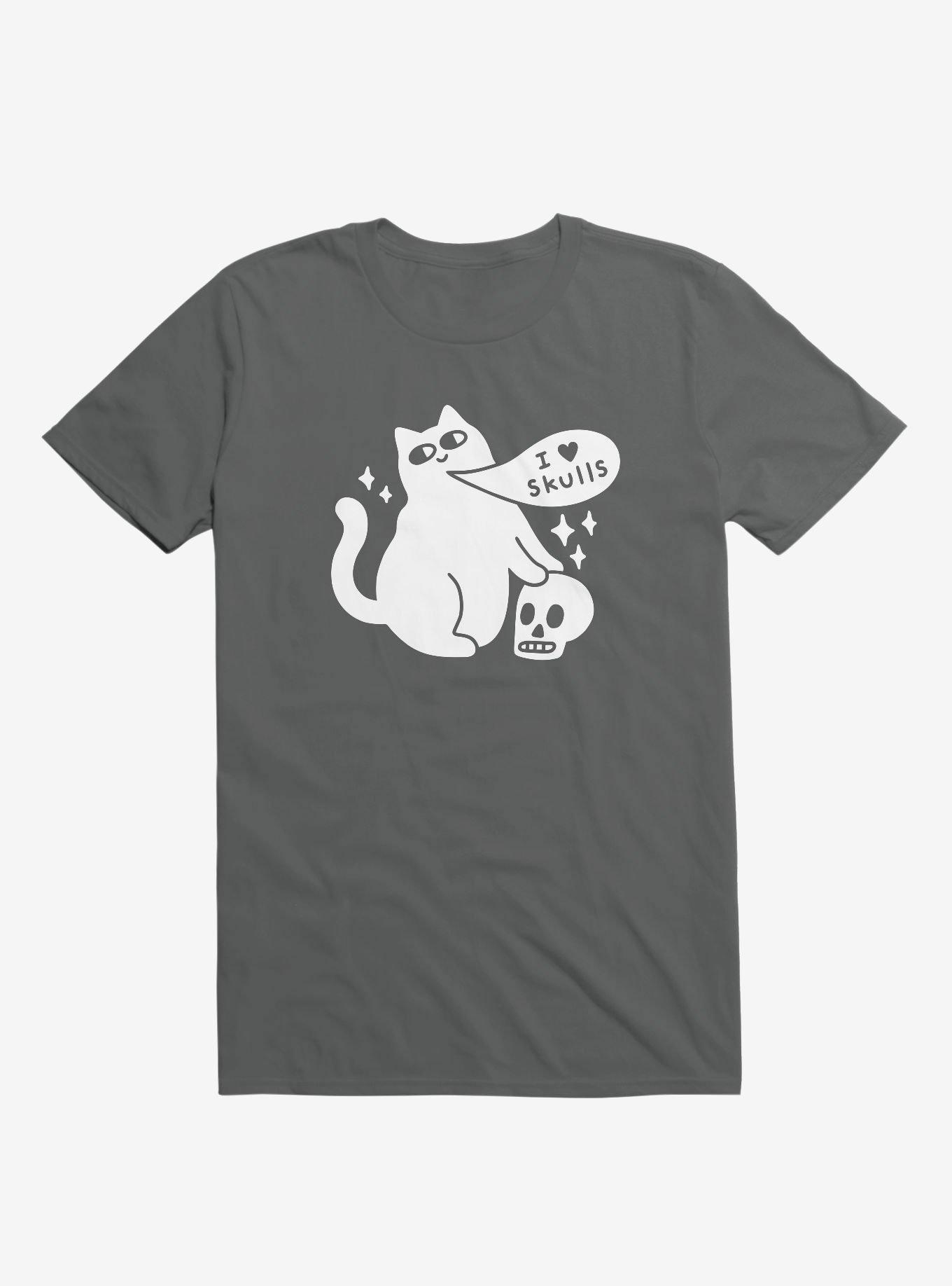I Love Skulls Cat Asphalt Grey T-Shirt, ASPHALT, hi-res