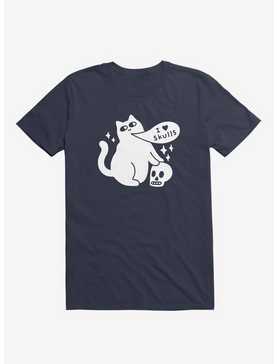 I Love Skulls Cat Navy Blue T-Shirt, , hi-res