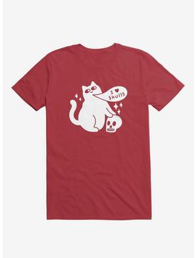 I Love Skulls Cat Red T-Shirt, , hi-res