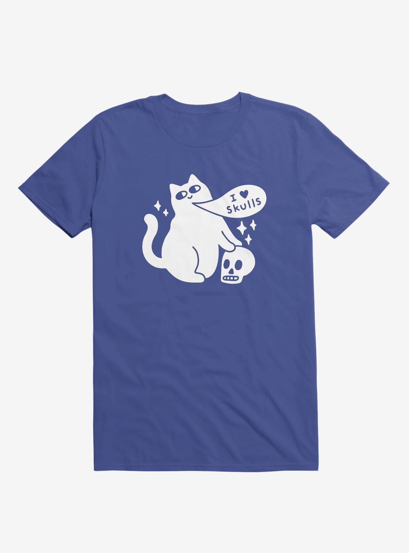 I Love Skulls Cat Royal Blue T-Shirt, ROYAL, hi-res