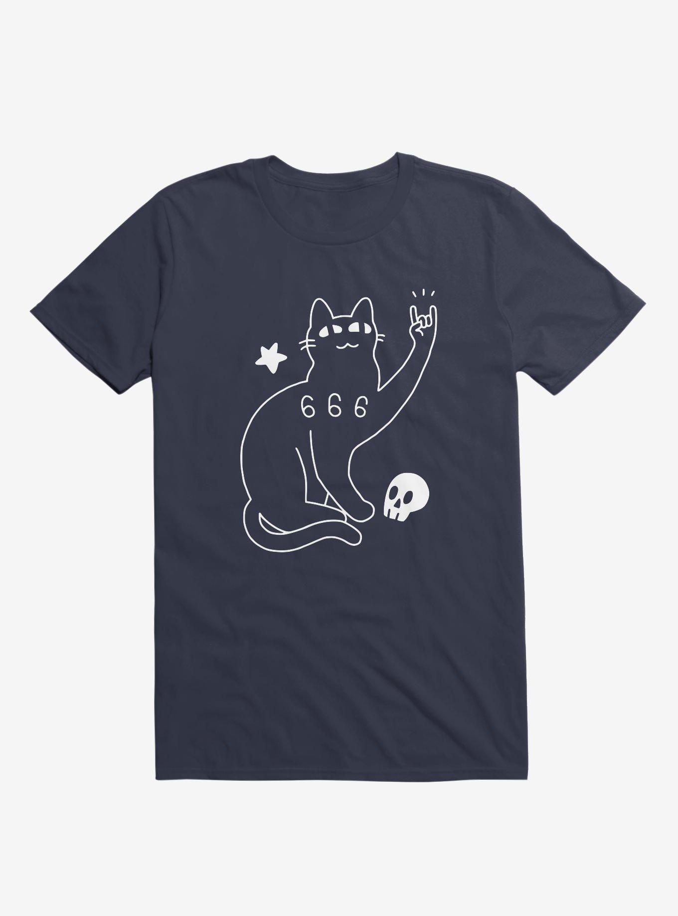 Metal Cat Navy Blue T-Shirt, NAVY, hi-res