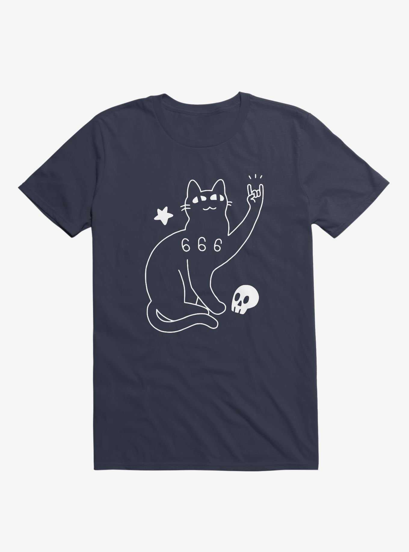 Metal Cat Navy Blue T-Shirt, , hi-res