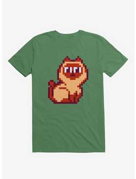 Siamese Cat Pixel Art Kelly Green T-Shirt, , hi-res