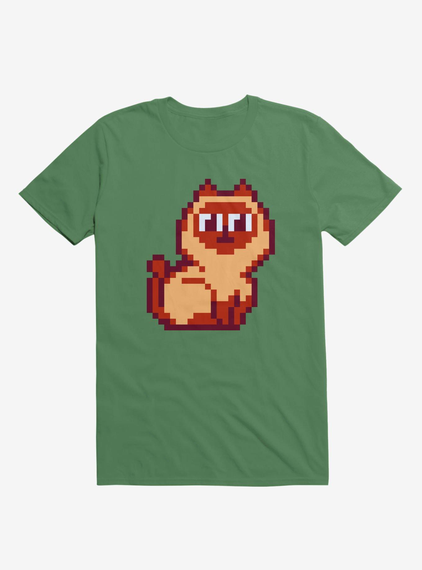 Siamese Cat Pixel Art Kelly Green T-Shirt, , hi-res