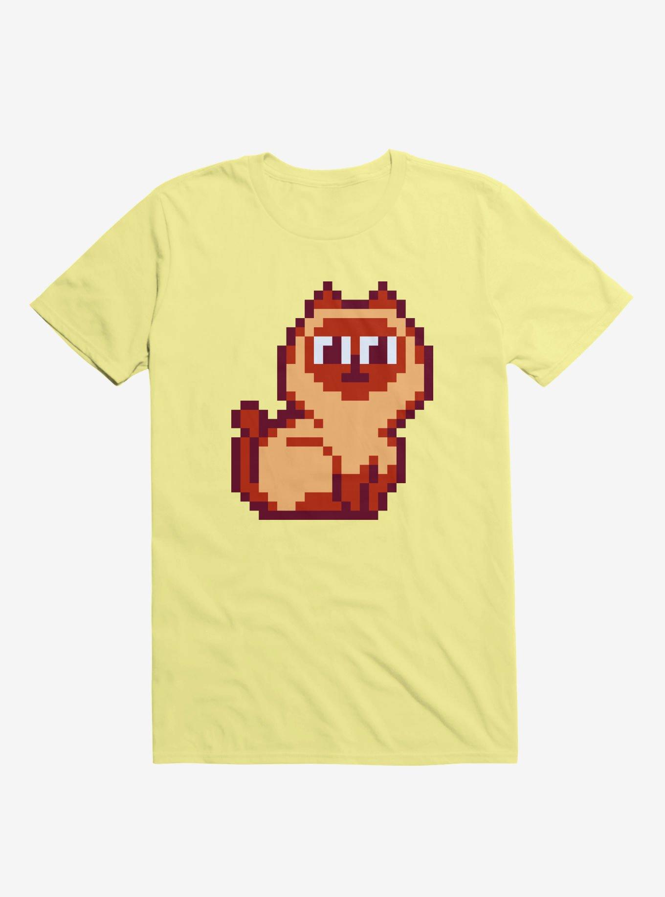 Siamese Cat Pixel Art Yellow T-Shirt, , hi-res