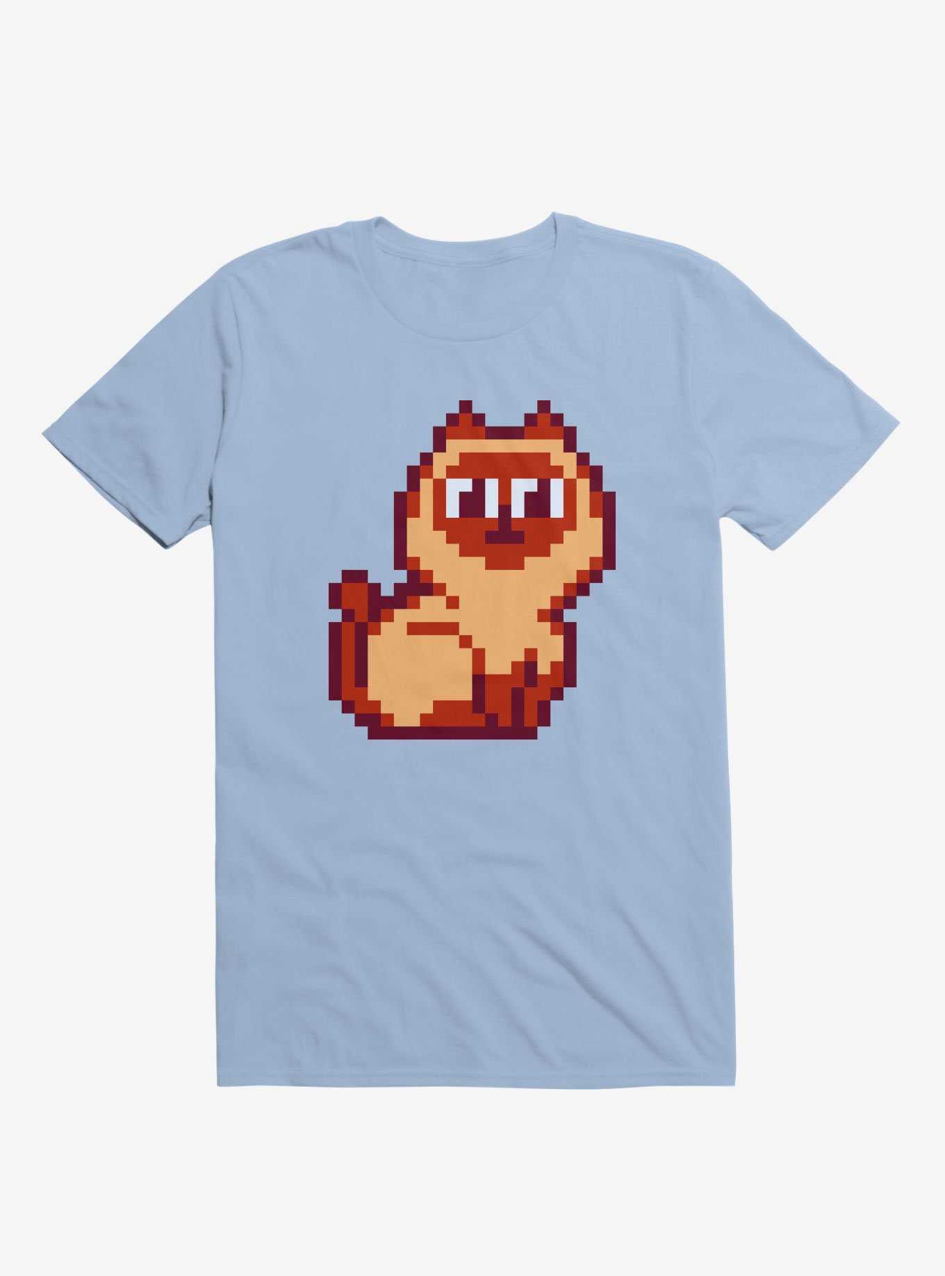 Siamese Cat Pixel Art Light Blue T-Shirt, , hi-res