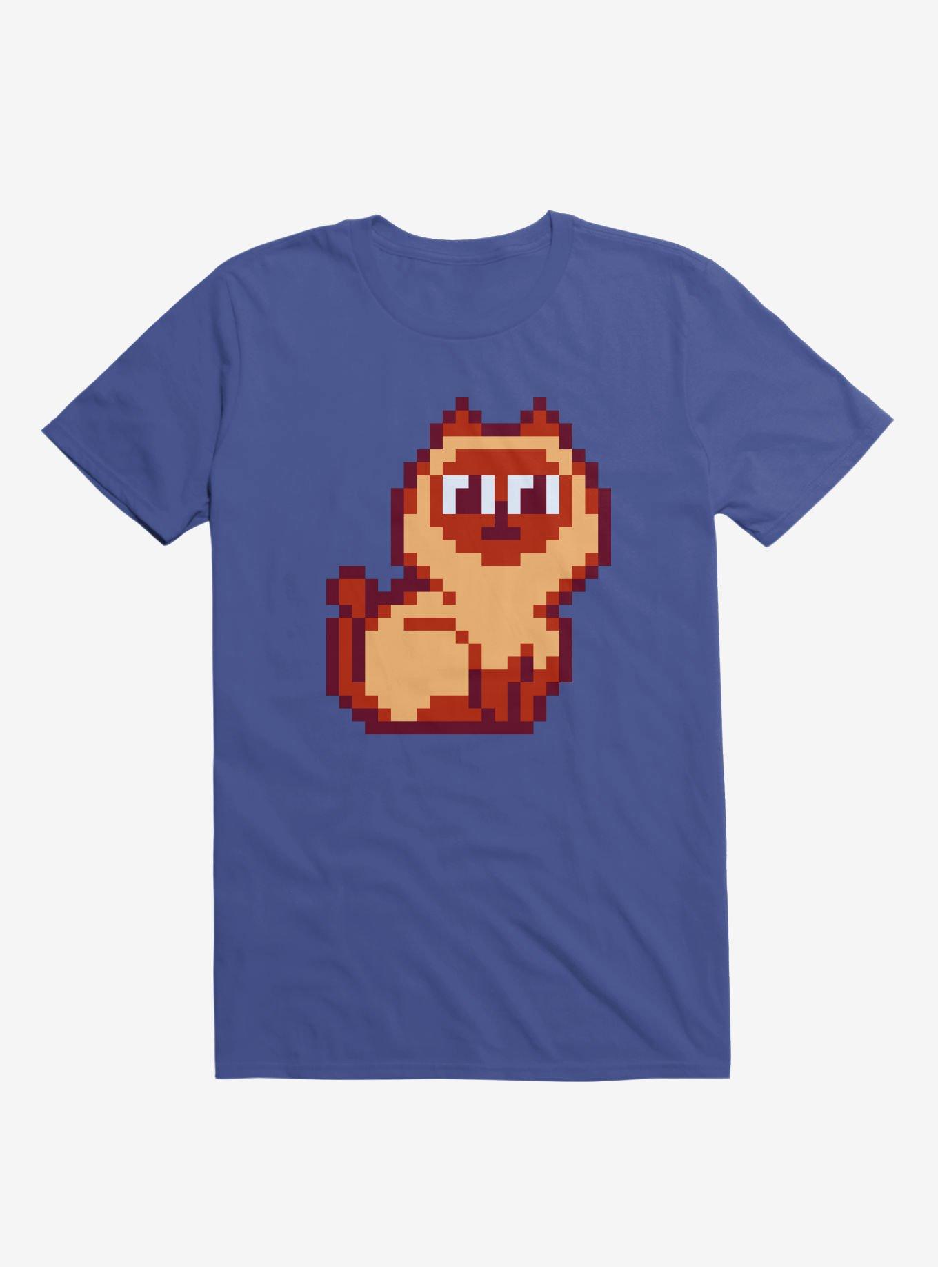 Siamese Cat Pixel Art Royal Blue T-Shirt, , hi-res