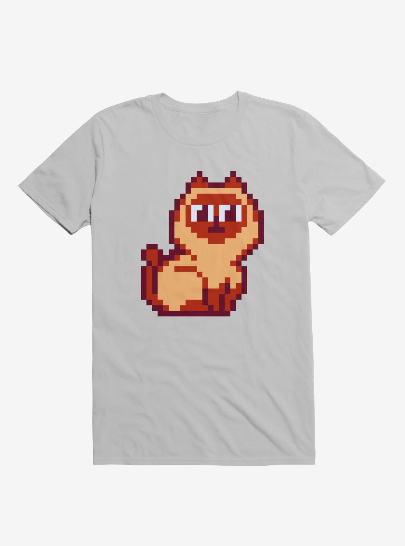 Siamese Cat Pixel Art Silver T-Shirt, , hi-res