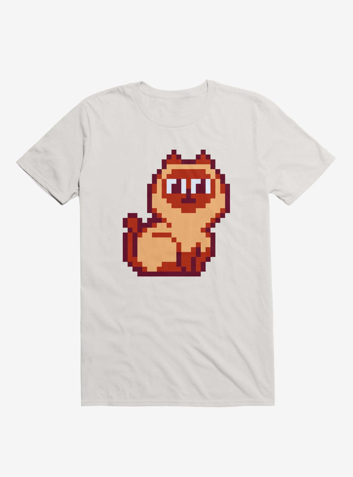 Siamese Cat Pixel Art White T-Shirt, , hi-res