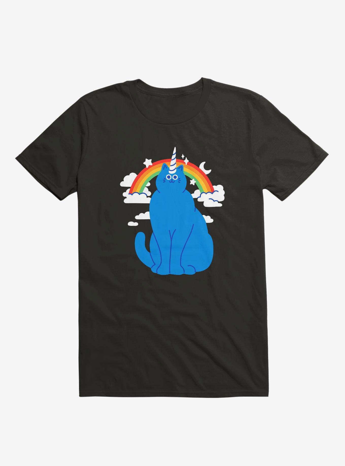 Unicorn Cat Black T-Shirt, BLACK, hi-res