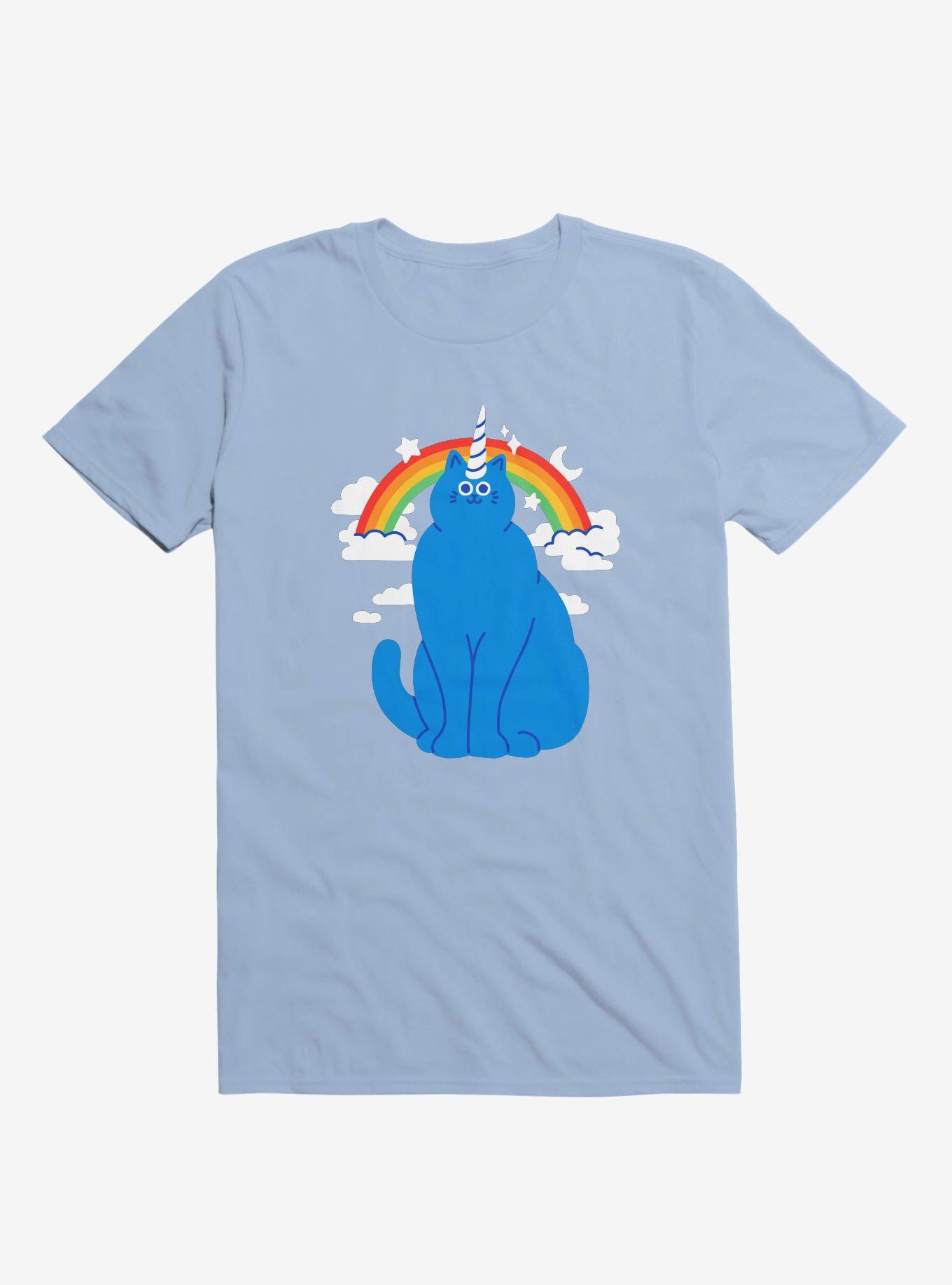 Unicorn Cat Light Blue T-Shirt, , hi-res
