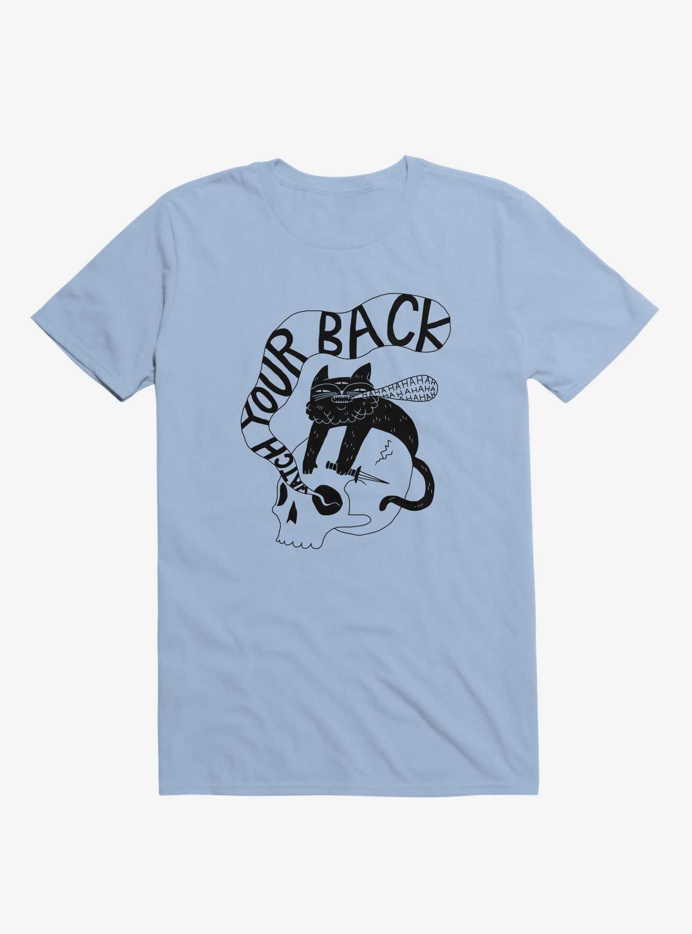 Watch Your Back Cat Light Blue T-Shirt, , hi-res