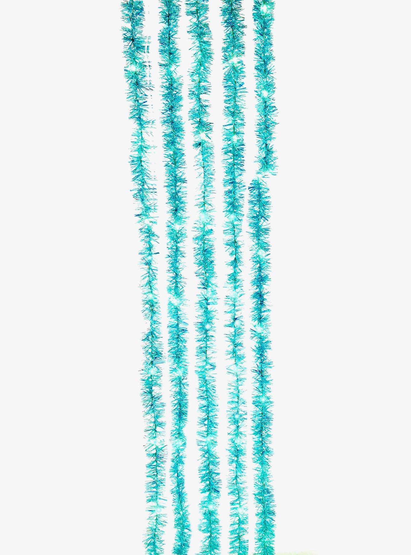 Teal Iridescent Tinsel Cascade Light Set, , hi-res