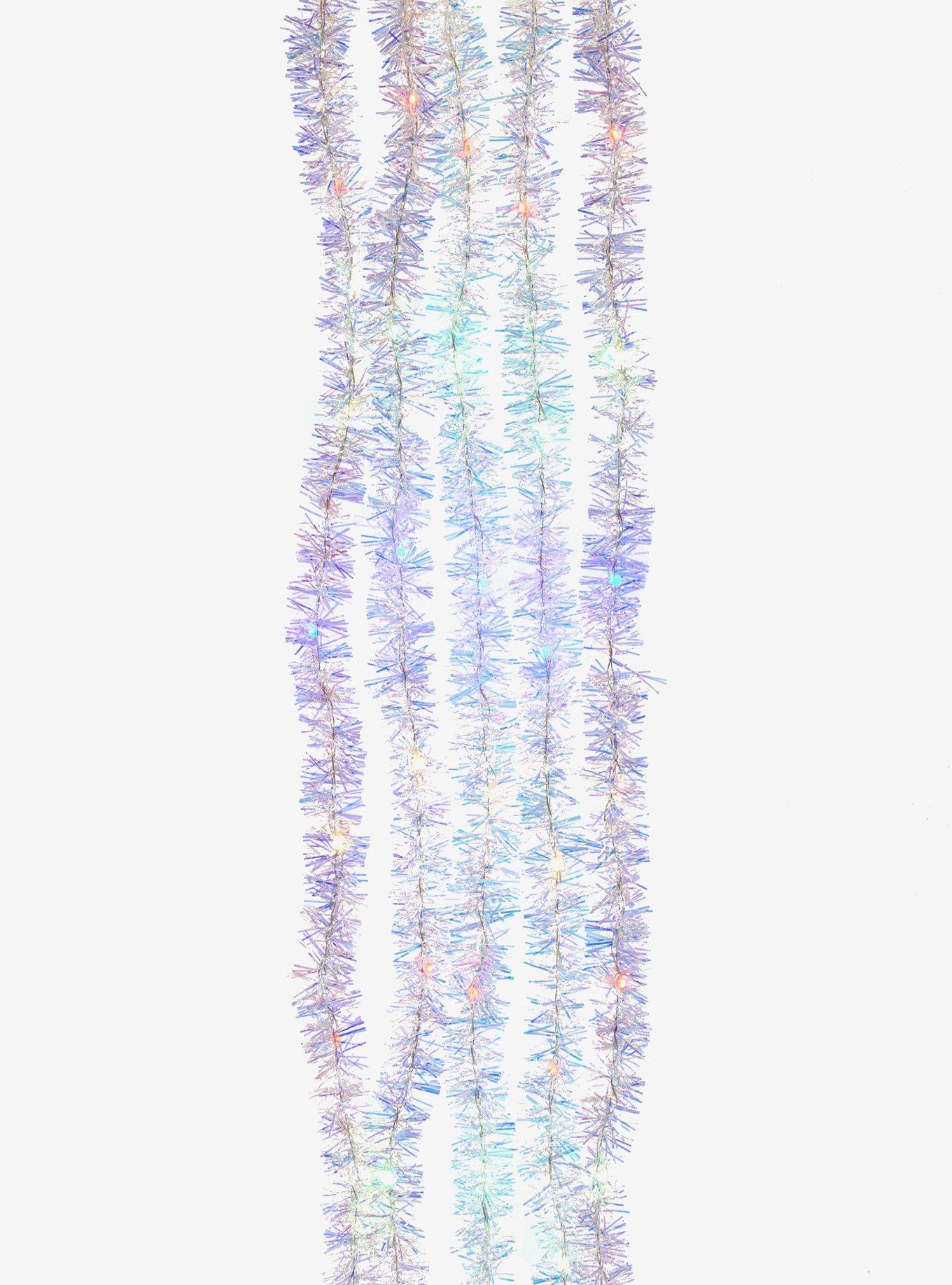 Multi-Color Silver Iridescent Tinsel Cascade Light Set, , hi-res