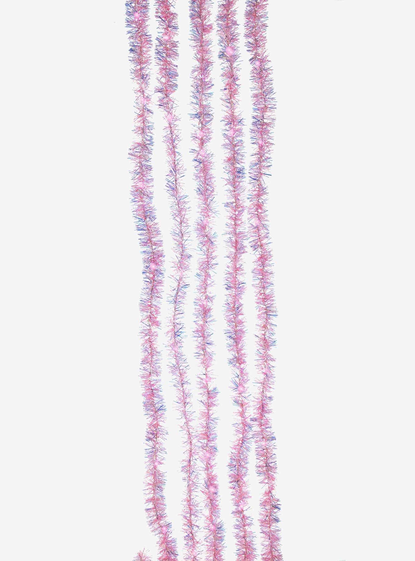 Pink Iridescent Tinsel Cascade Light Set, , hi-res