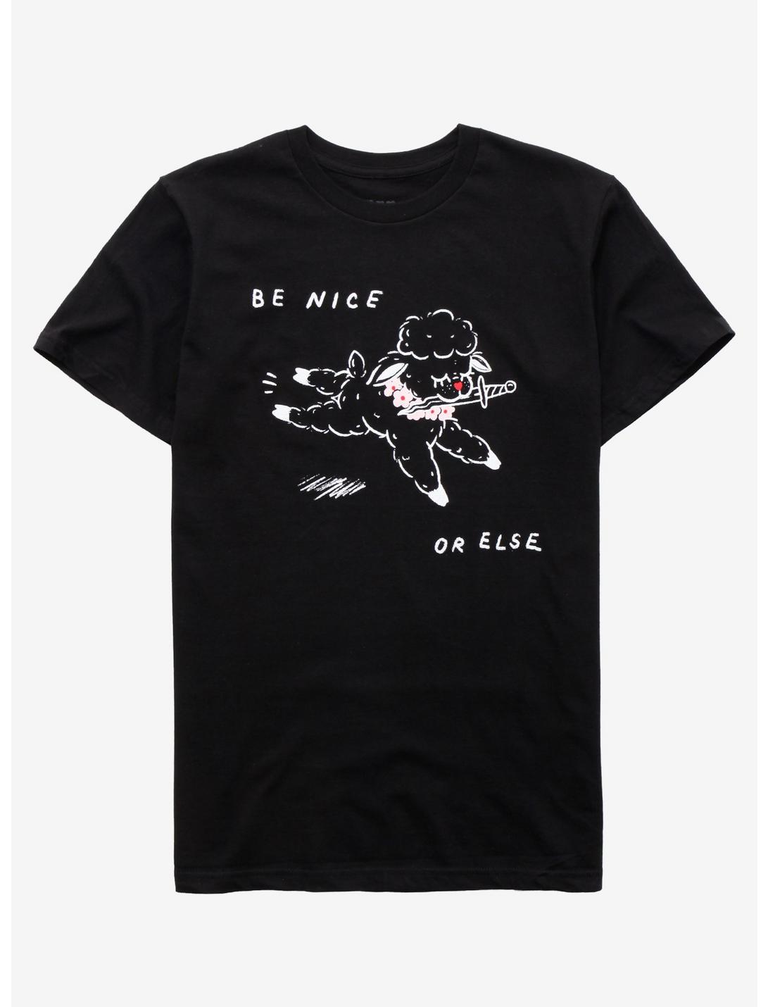 Be Nice Or Else Girls T-Shirt By Big Feelings, WHITE, hi-res