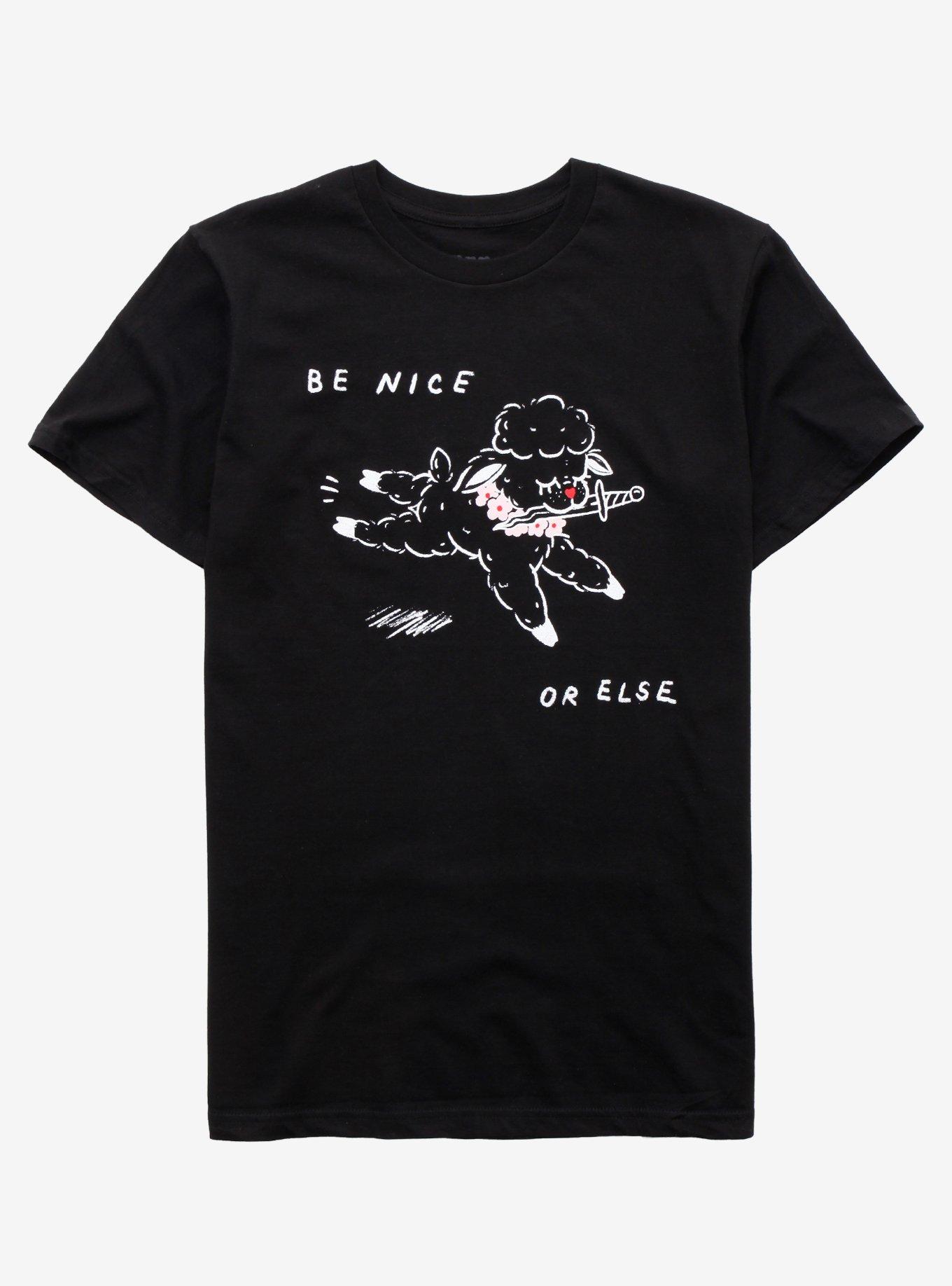 Be Nice Or Else Girls T-Shirt By Big Feelings, WHITE, hi-res