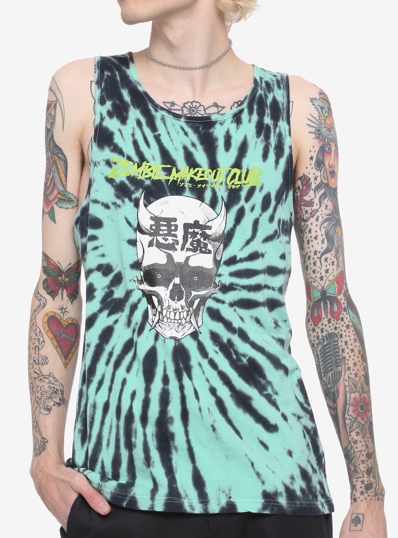 Zombie Makeout Club DEATHWISH Skull Tie-Dye Tank Top, MULTI, hi-res