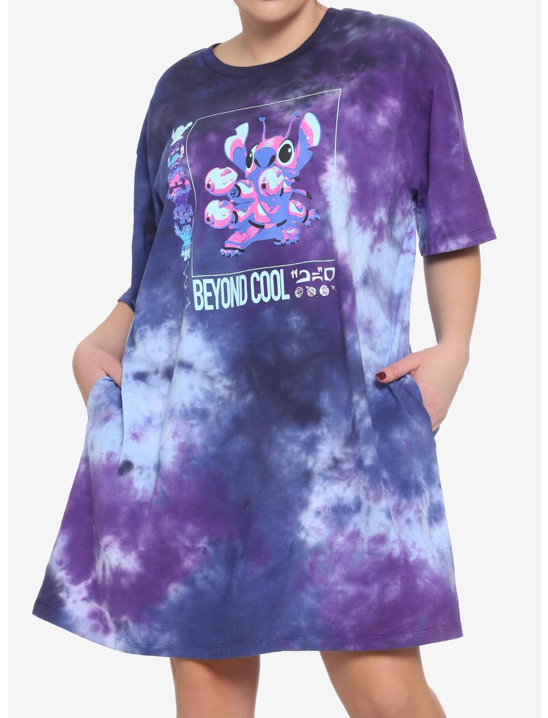 Disney Lilo & Stitch Cosmic Stitch Tie-Dye T-Shirt Dress Plus Size, MULTI, hi-res