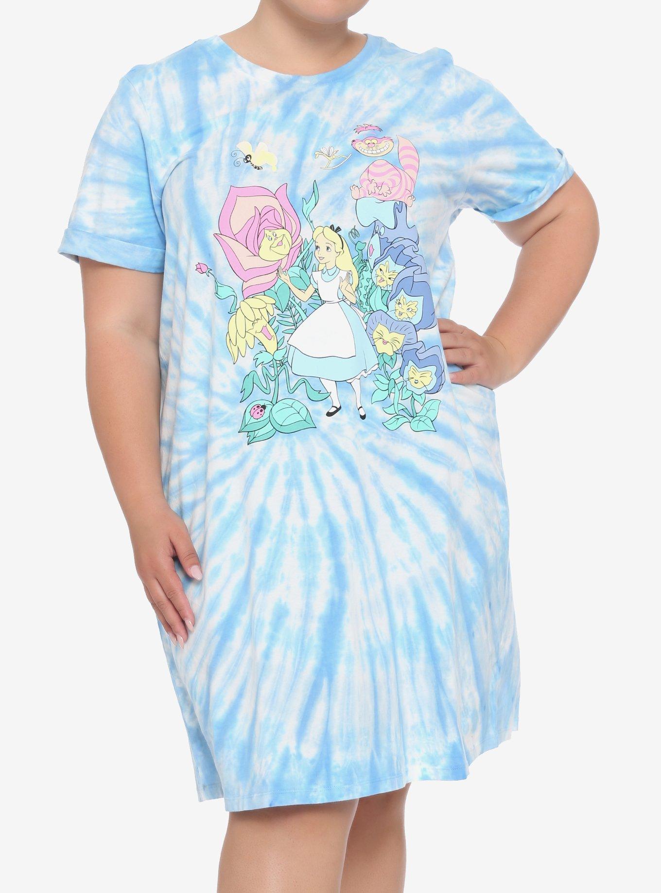 Disney Alice In Wonderland Group Tie-Dye T-Shirt Dress Plus Size, MULTI, hi-res