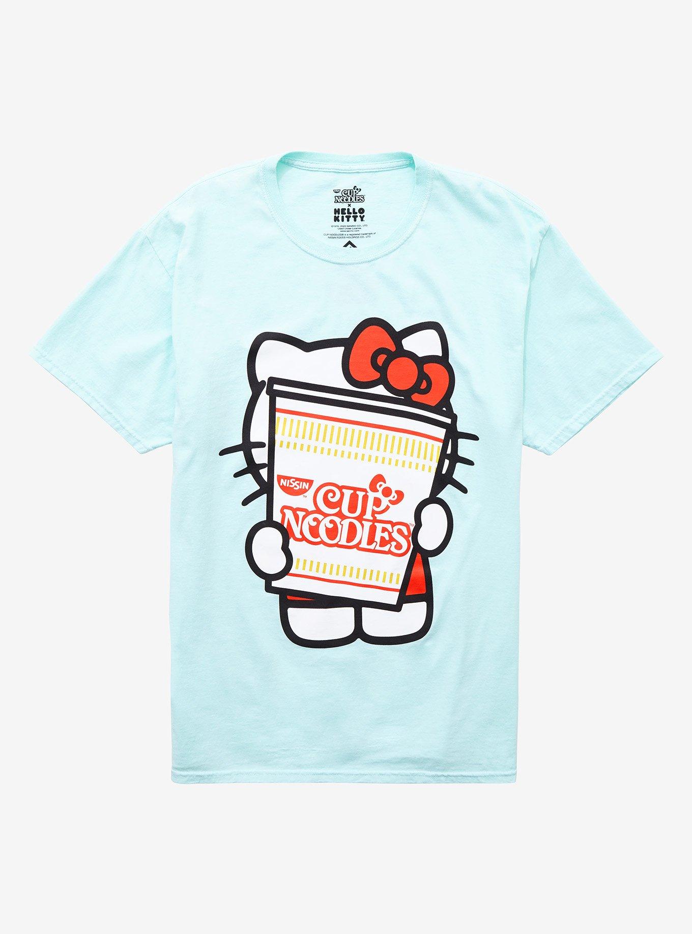 Hot Topic Nissin Cup Noodles X Hello Kitty Hiding Girls T-Shirt Size 5/5X  NWT