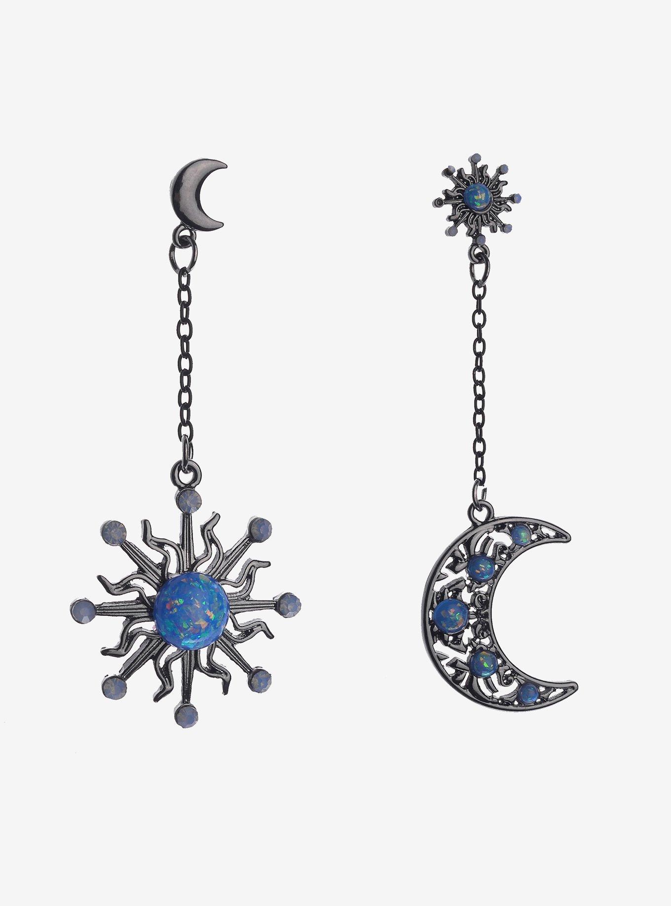 Mismatched sun deals and moon earrings