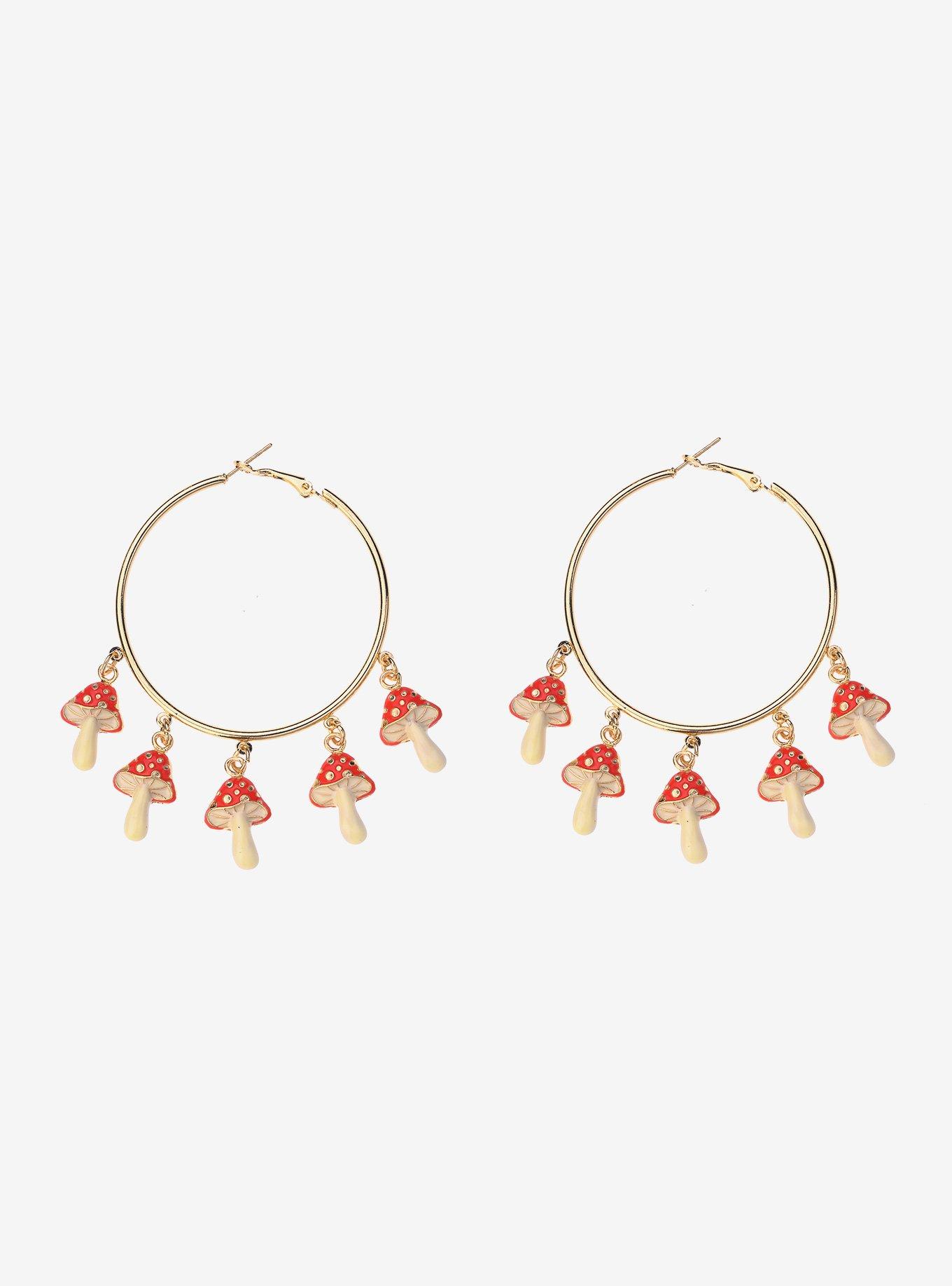 Mushroom Charms Hoop Earrings Hot Topic