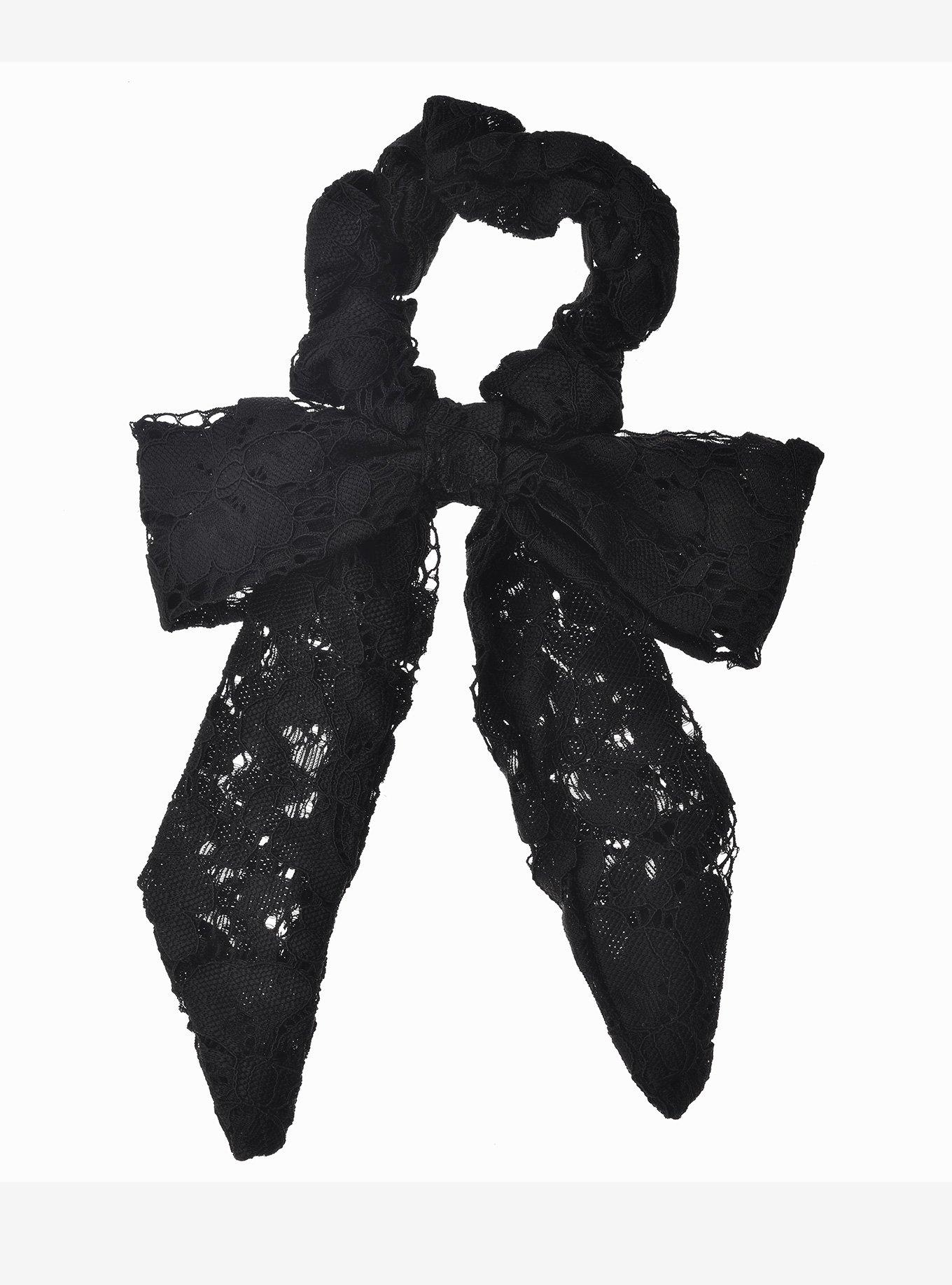 Black Lace Bow Scrunchie, , hi-res