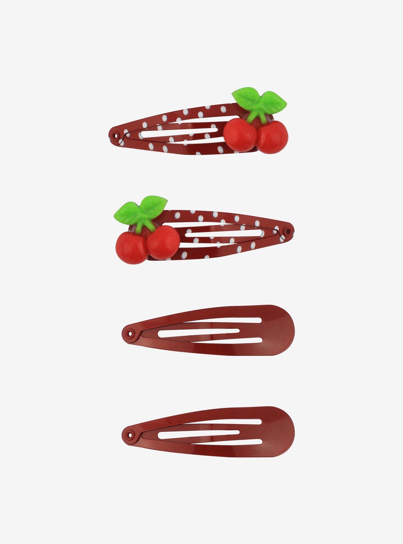 Cherry & polka Dot Hair Clip Set, , hi-res