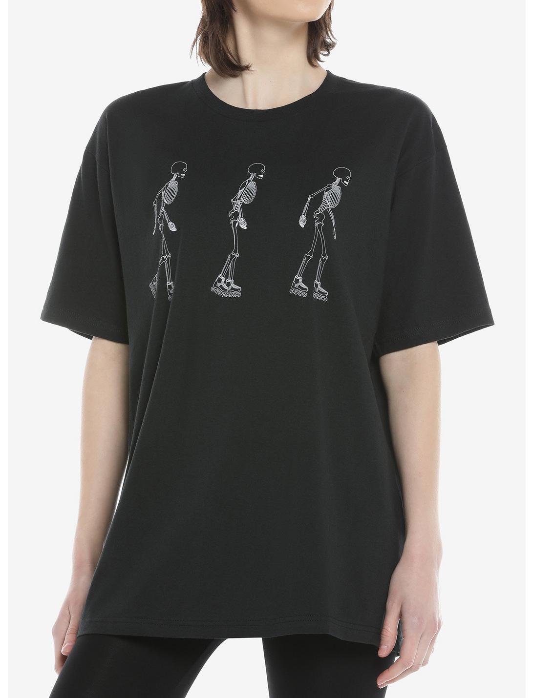Skeleton Skate Oversized Girls T-Shirt, WHITE, hi-res