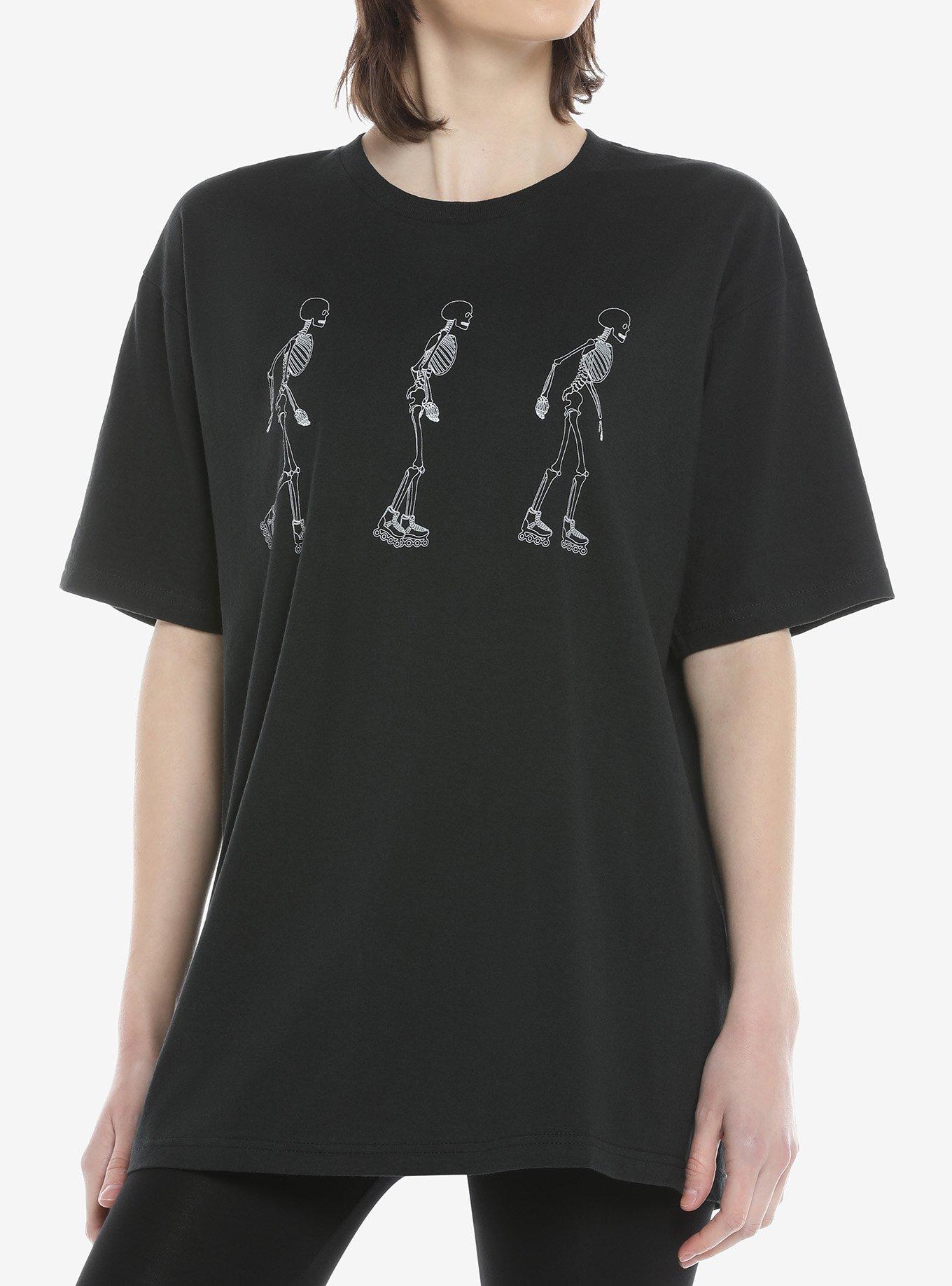 Skeleton Skate Oversized Girls T-Shirt, WHITE, hi-res