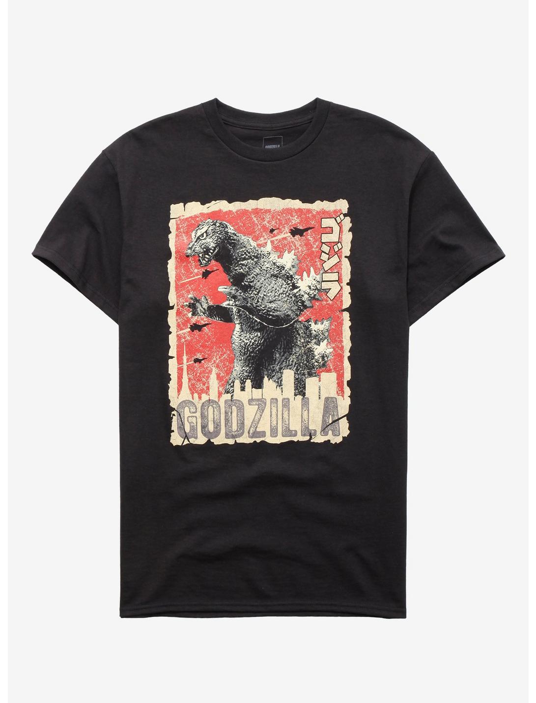 Godzilla City Poster T-Shirt, BLACK, hi-res