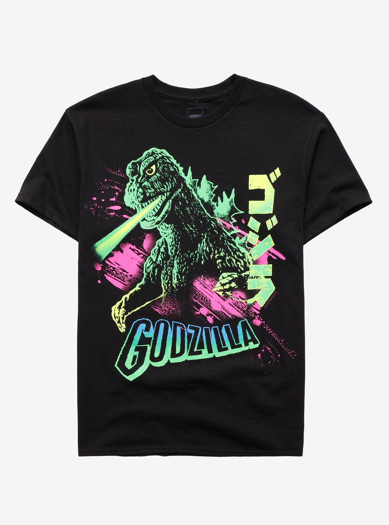 Godzilla Neon Art T-Shirt, BLACK, hi-res