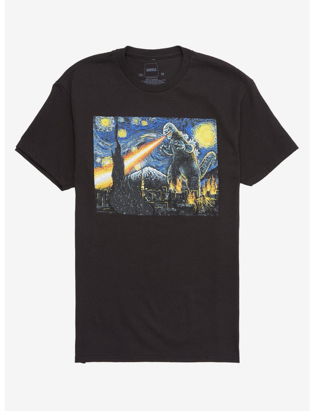 Godzilla Starry Night T-Shirt, BLACK, hi-res