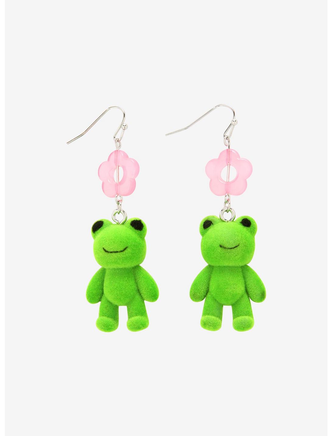 Frog & Flower Drop Earrings, , hi-res